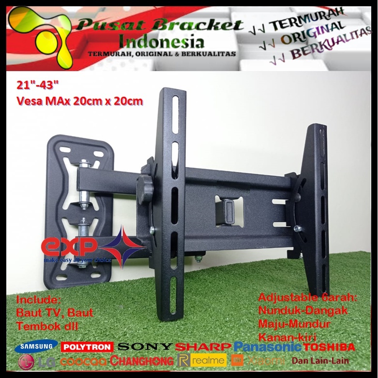 Bracket TV PANASONIC 14 s/d 43 inch 6 ARAH FULL BESI SUPER KOKOH GARANSI 100% ORI