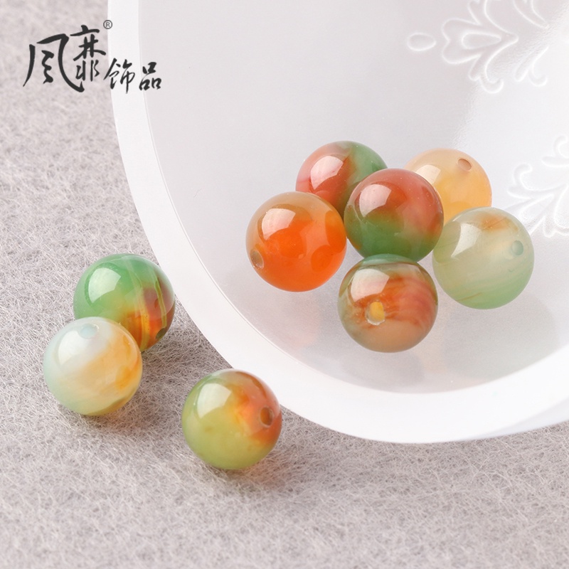 Chalcedony Round Beads Peacock Agate Loose Bead