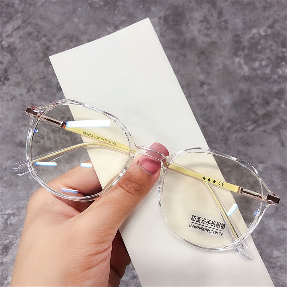 【COD Tangding】6 Colors Anti-Blue Light No Degree Round Frame Flat Glasses Frame Metal Clear Computer Glasses Eyeglasses