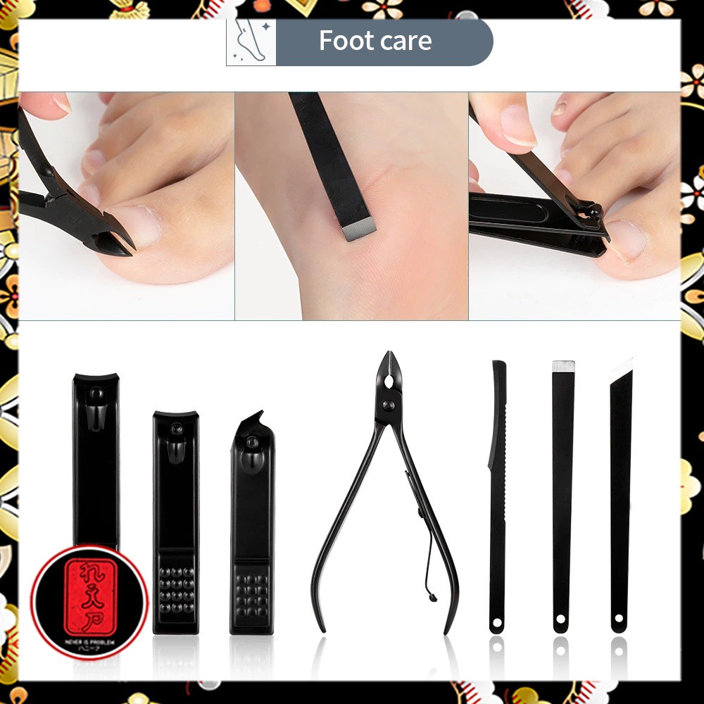 Biutte.co Set Perlengkapan Gunting Kuku Manicure Pedicure Nail Clipper 12 PCS - S0M020 - Black