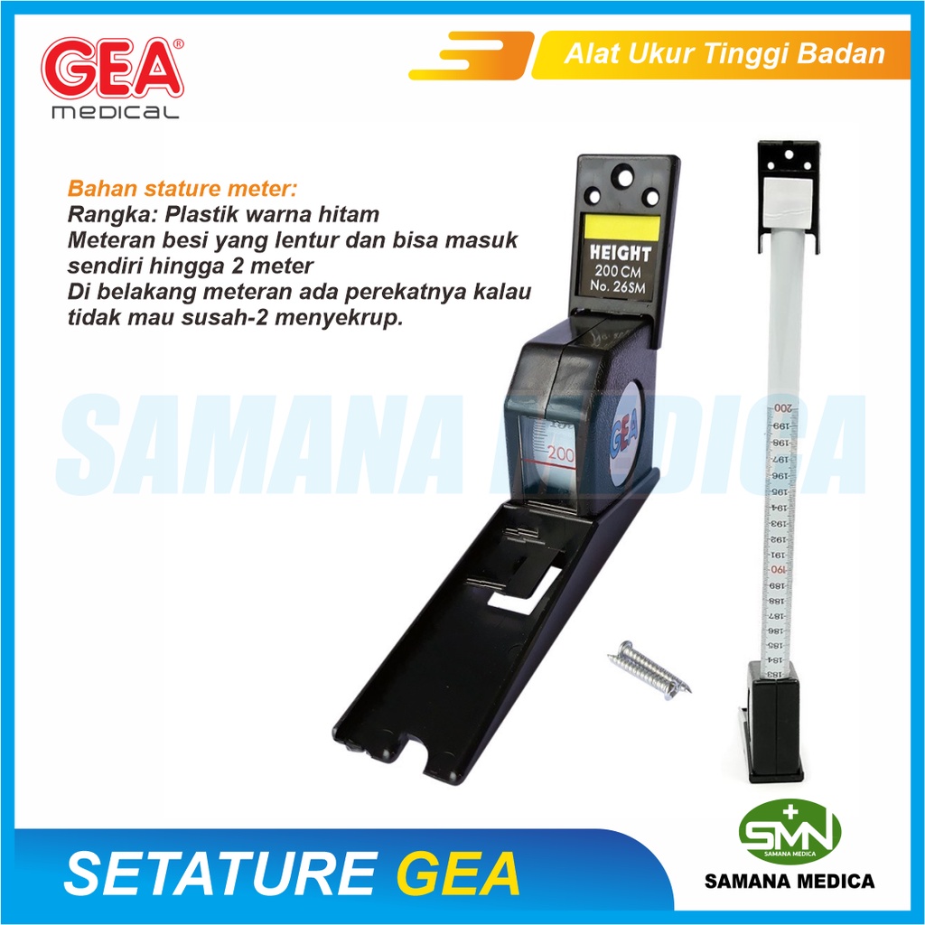 Stature Meter GEA Microtoise Alat Ukur Tinggi Badan 2 Meter GEA Posyandu Puskesmas Klinik Rumah Sakit Murah Promo