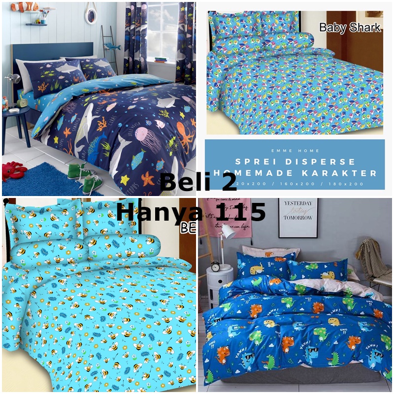 Sprei 160x200 180x200 Motif baby Shark - Promo 10.10