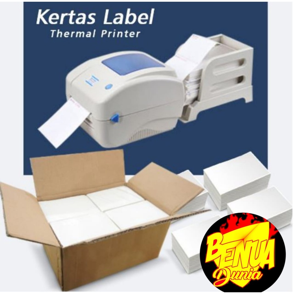 KERTAS TERMAL LABEL CETAK  PENGIRIMAN LIPAT // KERTAS THERMAL 100X150 10.000PCS - BD