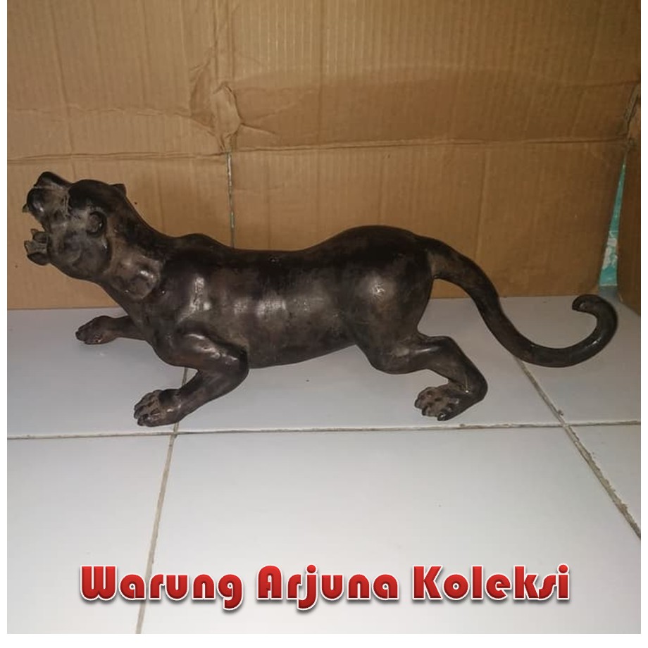 Koleksi Patung Pajangan Macan Kumbang Harimau Ngaum Hitam Antik Langka