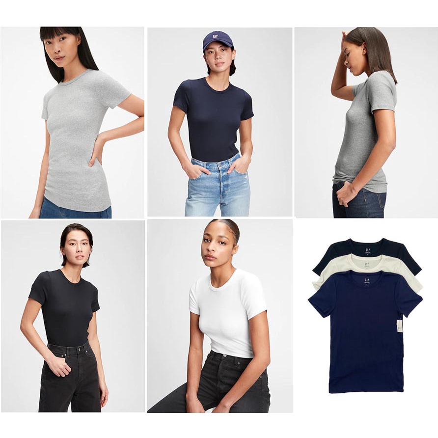 Gap Modern Crewneck T-shirt for Women | Kaos Polos O-neck Lengan Pendek Wanita