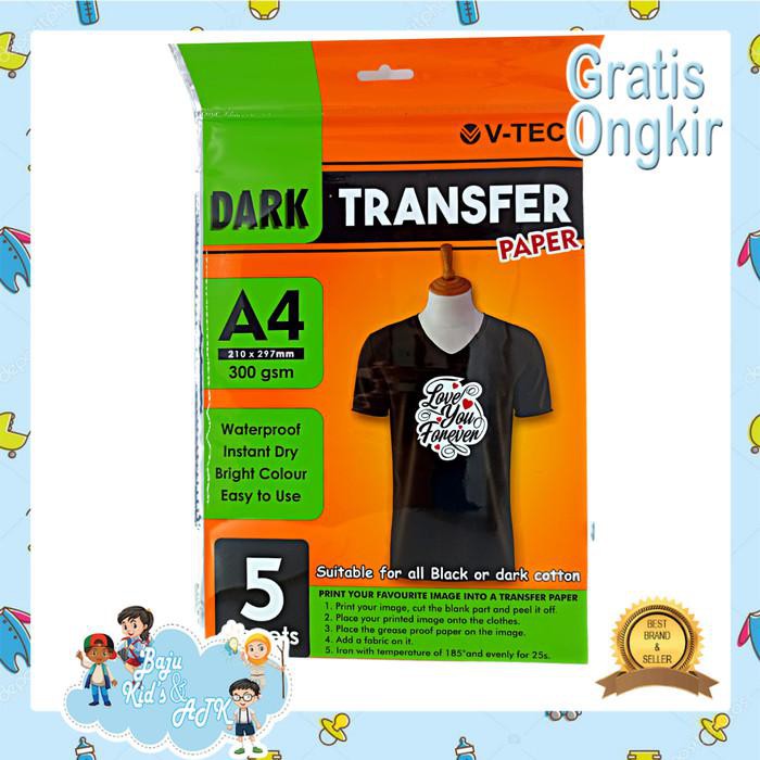 

Kertas / Dark Transfer Paper V-Tec A4 300Gsm