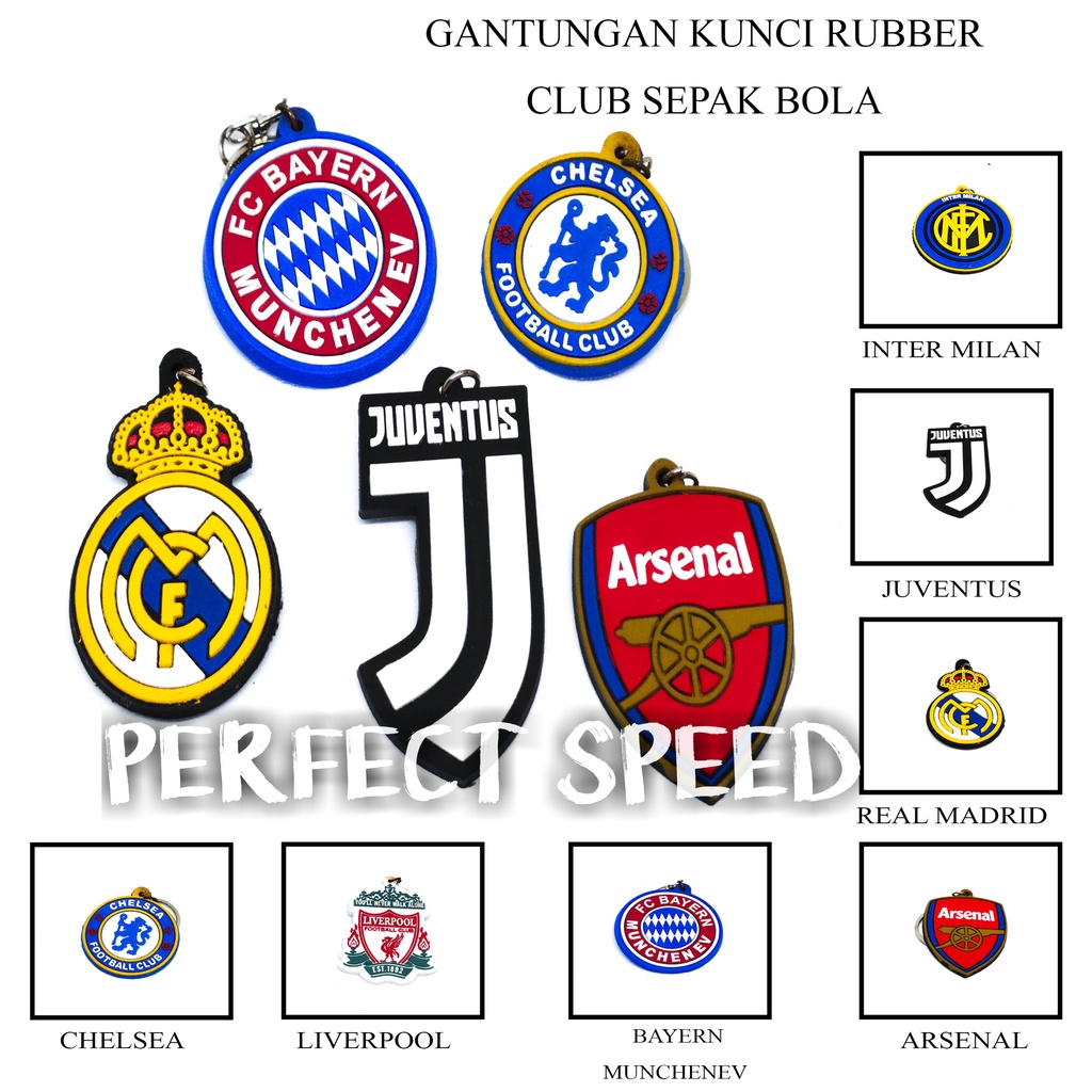 GANTUNGAN KUNCI KARET RUBBER / KARET MOTIF VIRAL CLUB SEPAK BOLA