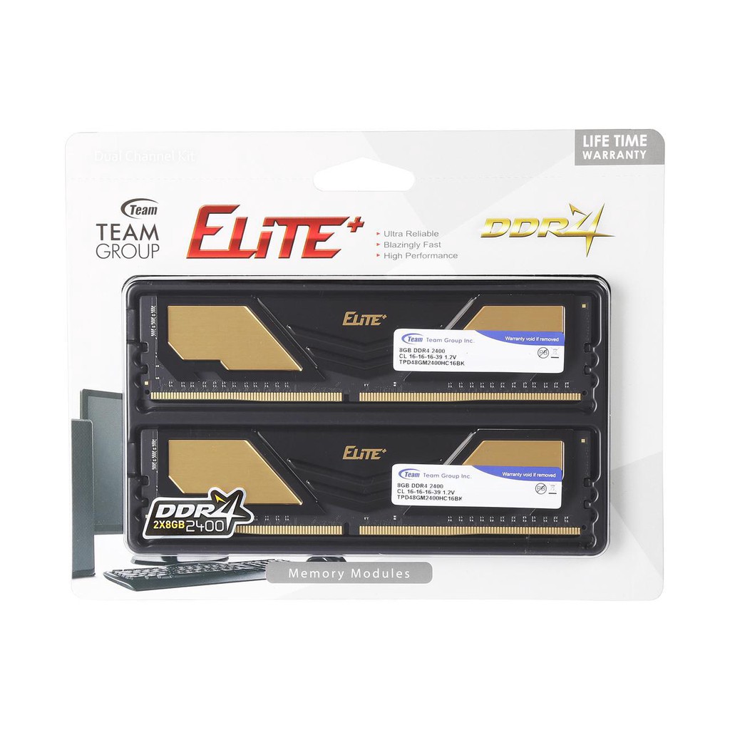 RAM DDR4 8GB 4x2 team elite pc 2400 kit
