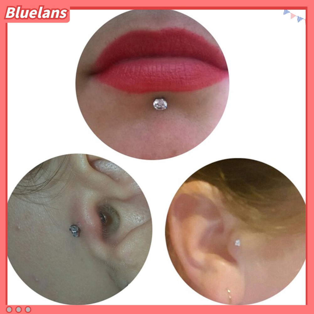 1 Pc Anting Tindik Bibir Telinga Bahan Cubic Zirconia Untuk Unisex