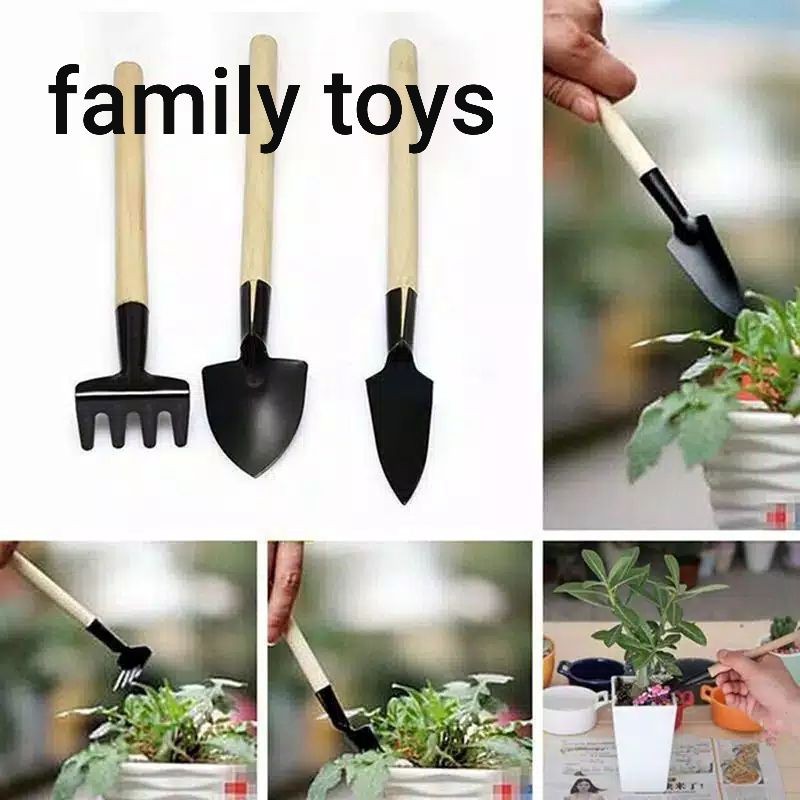 family games Sekop garukan cangkul set mini 3in1 alat berkebun tanam garden tools