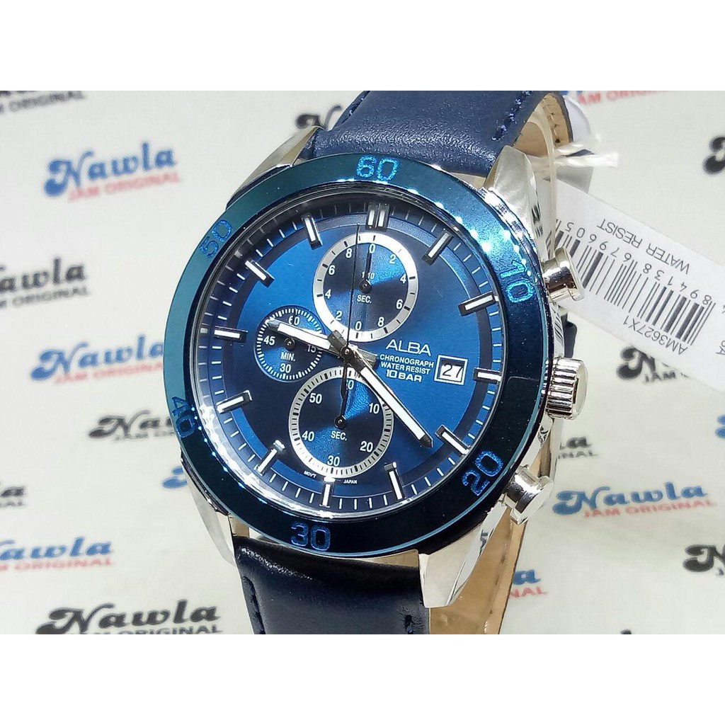 Alba Quartz AM3627X1 Chronograph Blue - Jam Tangan Pria AM3627