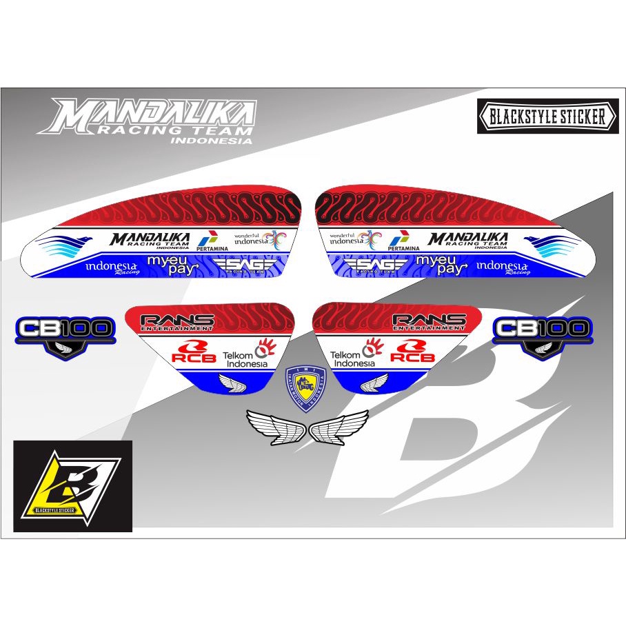STIKER CB100 VARIASI STRIPING STIKER SIMPLE RACING HOND CB-100 MOTIF MANDALIKA STIKER HONDA CB100 ST