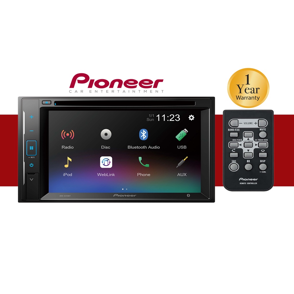 Pioneer AVH-A245BT Double Din 6.2 inch Capasitive WEBLINK USB AUX BT Android Music