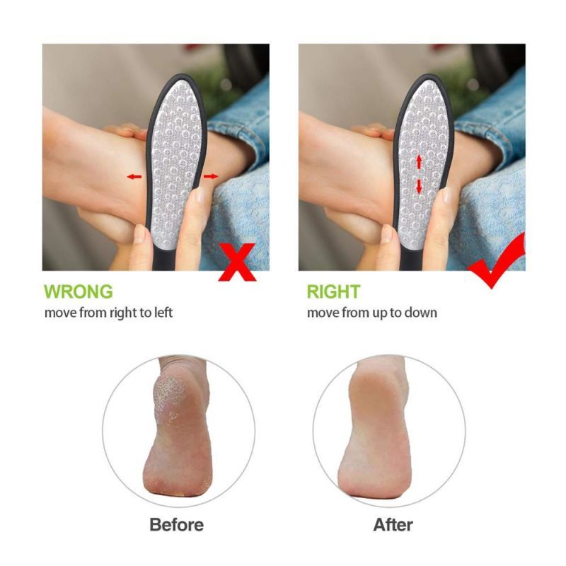 Stainless Sikat Kaki Pedicure 2 Sisi Alat Penghalus Tumit Kaki Callus Remover Plat Pedicure