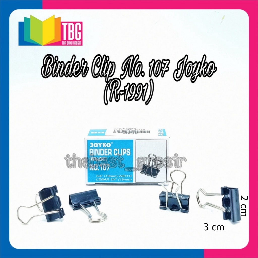 

1 KOTAK KECIL (12 PCS) BINDER CLIP 107 19MM JOYKO / PENJEPIT JOYKO / KLIP KERTAS / PENJEPIT KERTAS (R-1991)