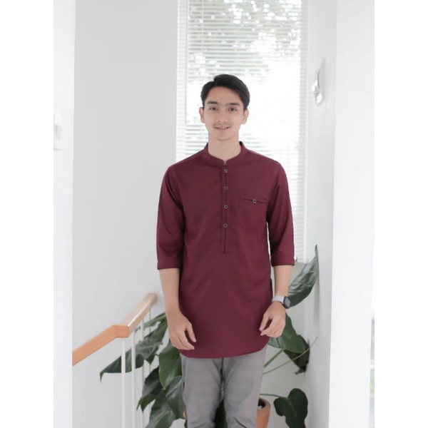 KOKO KURTA PAKISTAN BAJU MUSLIM PRIA WARNA NAVY Cream HIJAU BOTOL PUTIH HITAM ABU maroon M L XL