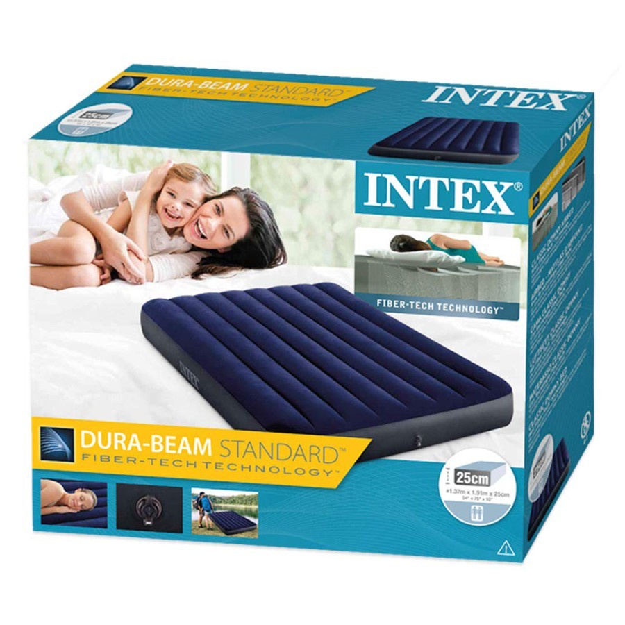 INTEX 64758 Kasur Durabeam Blue Airbed 137x191 - Classic Downy Airbed