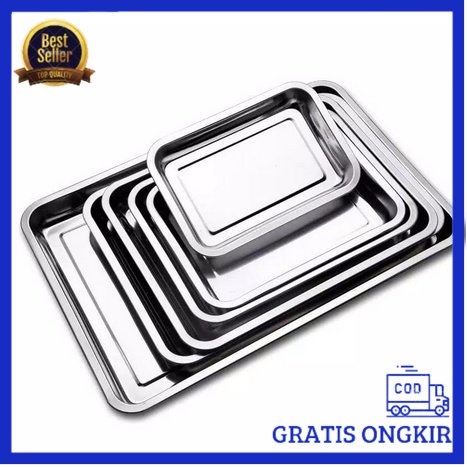 NAMPAN STAINLESS BAKI SEGI STAINLESS SERBAGUNA TEMPAT SAJI KOTAK MAKANAN PRASMANAN