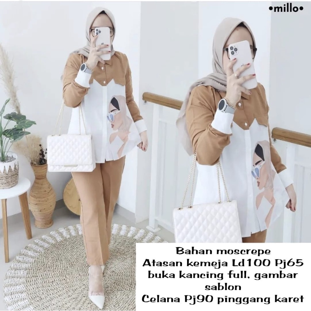 PCS SET GADIZ FASHION SETELAN WANITA MS BAHAN MOSCREPE 3 UKURAN L XL XXL