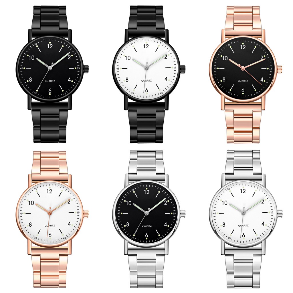 Jam Tangan Analog Strap Stainless Steel Casual Quartz Unisex Fashion Watch Analog Import