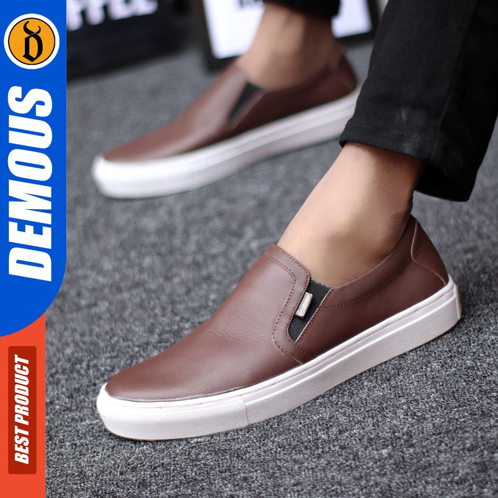 DEMOUS Morli - Sepatu Casual Pria Slip On Kulit Asli