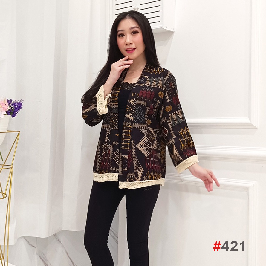 𝑱𝒂𝒌𝒂𝒓𝒕𝒂𝑭𝒂𝒔𝒉𝒊𝒐𝒏 outer bohemian kardigan kimono cardigan katun batik motif etnik lengan 7/8 boho