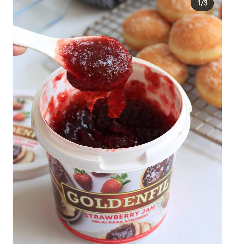 

[PRODUK 8NHTO] Goldenfil Strawberry Jam 1kg - Selai Buah Strawberry 50% Serat Buah GGK