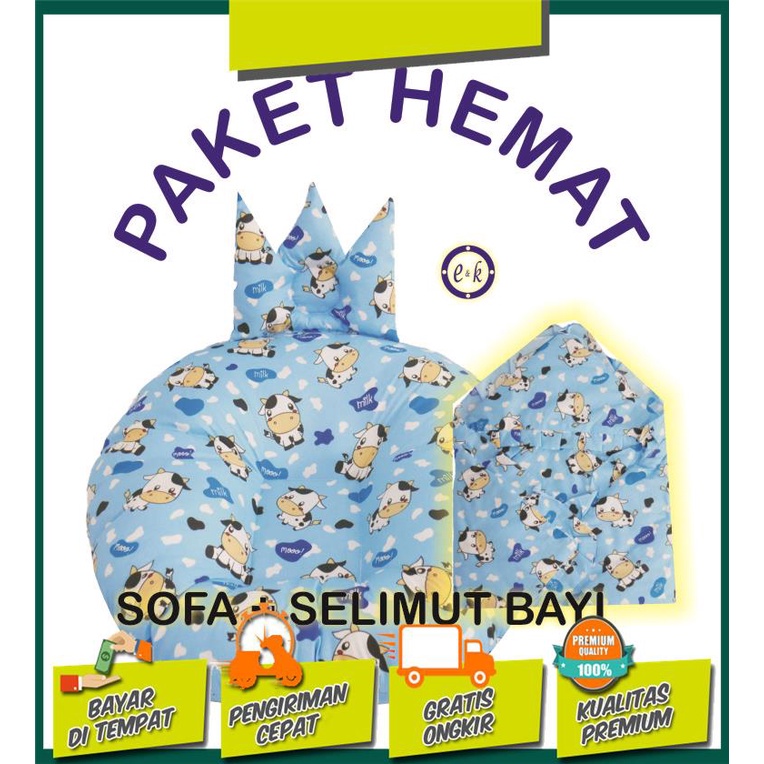 PAKET HEMAT!! Sofa Bayi Multifungsi Kasur Bayi + Selimut Topi Bayi Karakter