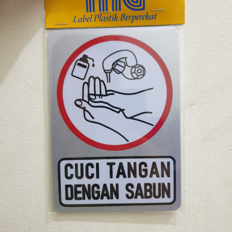 

Stiker Sticker tempel label gambar sign mencuci tangan dengan sabun