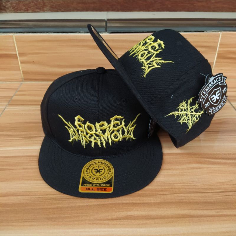 Snapback distro, topi distro, topi metal, topi band metal, Snapback metal, topi Embrace hdwr