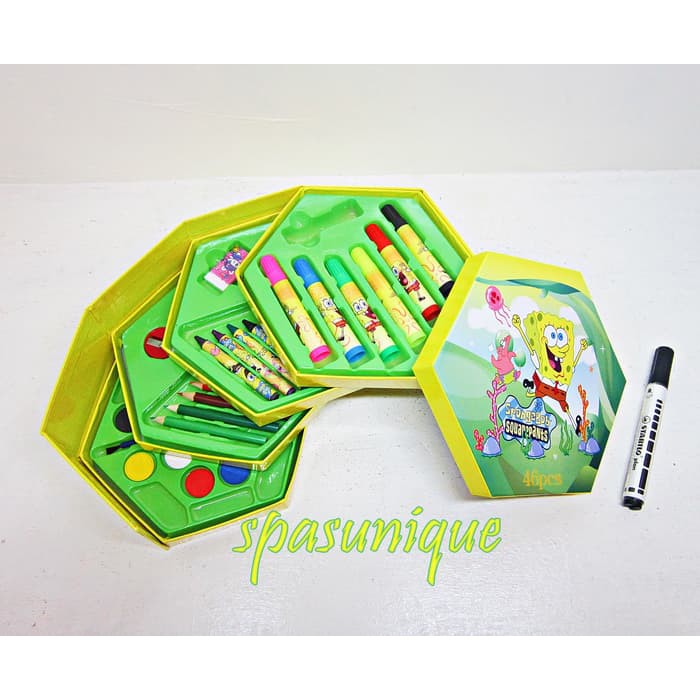 

me160 Crayon Set 46 Pieces Karakter Sponge Bob