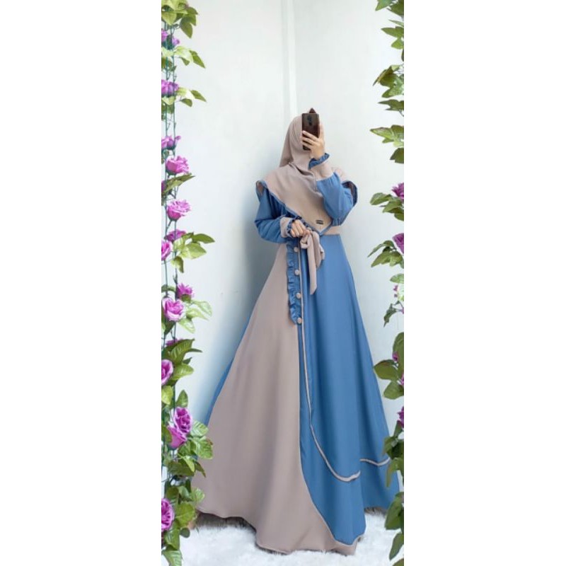 Gamis Syari Set Hafshah I Ity Crepe Original Merk Berkah dan GAC Termurah Gamis Remaja Original