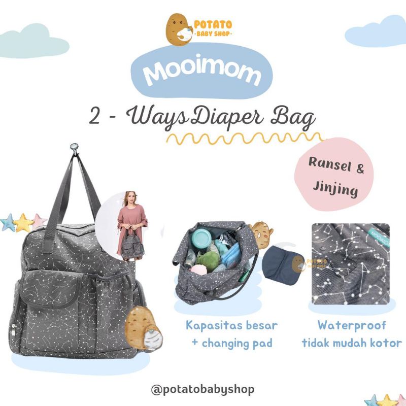 Mooimom Two ways Diaper Bag - Tas Perlengkapan Bayi