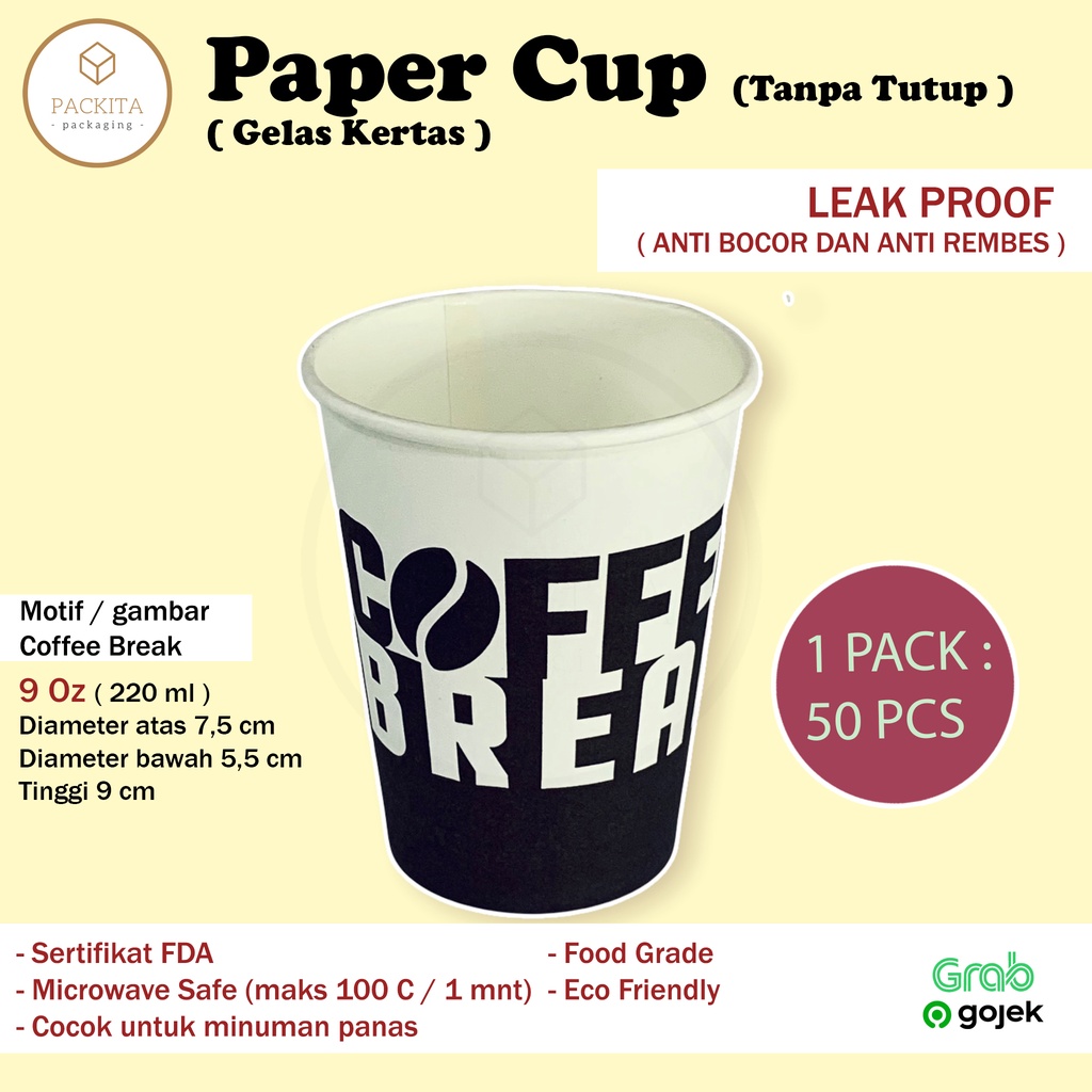 Jual Paper Hot Cup Motif Coffee Break 9 Oz 220 Ml 50 Pcs Shopee Indonesia 1276