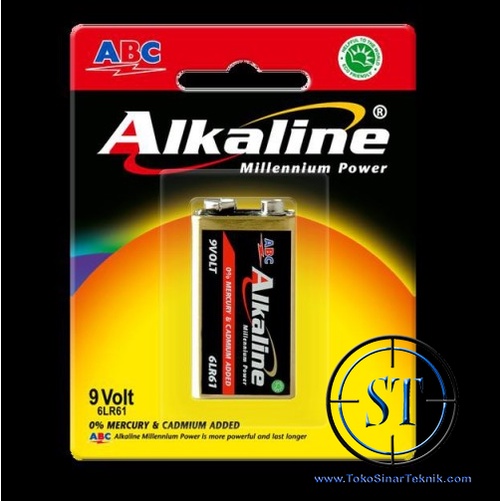 Battery ABC Alkaline 9V 6LR61 Baterai Battre Batre 9v Kotak Led Multimeter Batre Alkaline