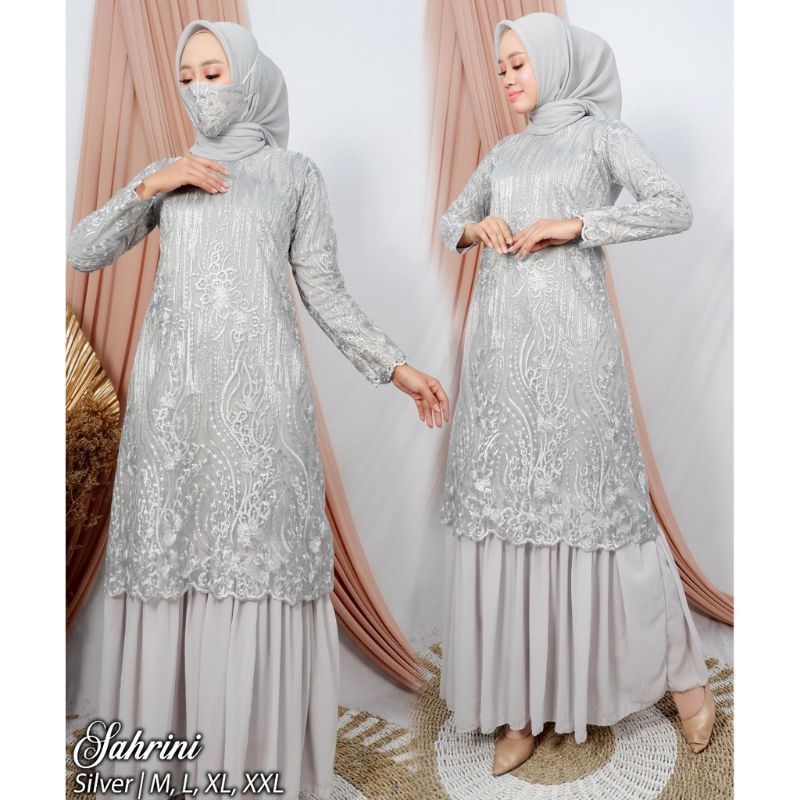 Aldine Gamis Pesta Brukat Tile Remaja Dewasa/ Gamis Seragam Wanita Muslim