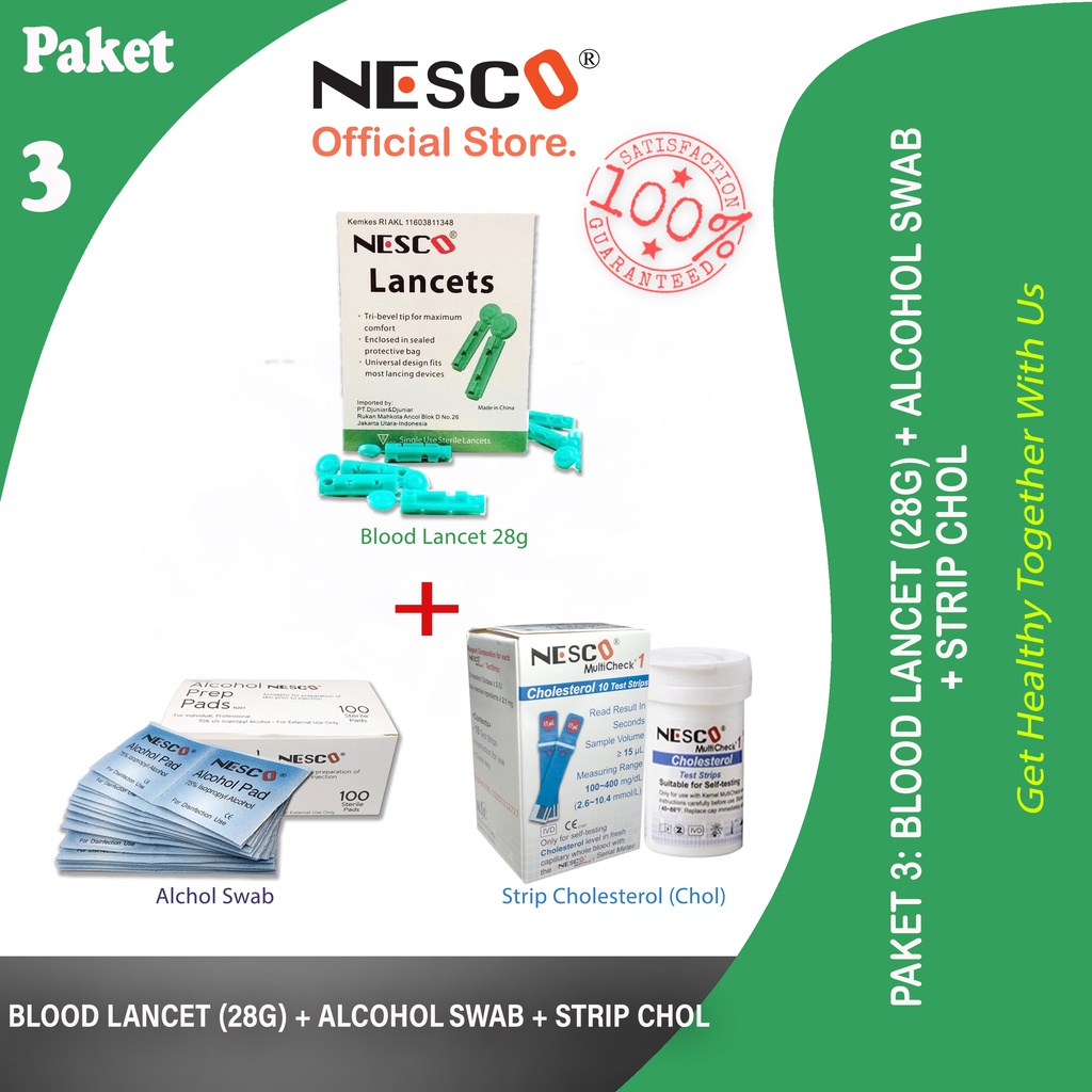 PAKET 3A (BLOOD LANCET + ALCOHOL SWAB + STRIP KOLESTEROL)