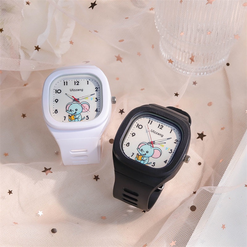 Jam Tangan Pria Appearance New Style Fashionable Personality Square Watch Women's Ins Cute Small Fresh Unicorn Girls Electronic