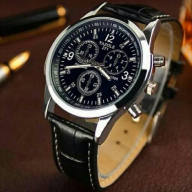 Yazole jam tangan pria casual Quartz kulit Analog5 vashion