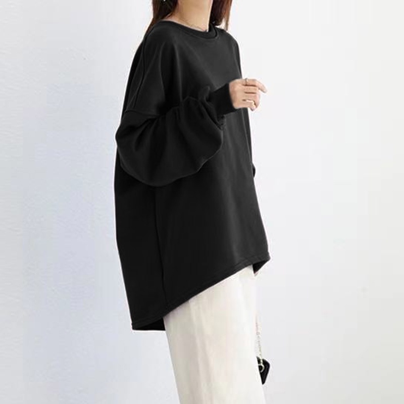 ZANZEA Womens Long Sleeve Loose Casual Sweatshirt Pullover Plain High Low Sweater Shirt