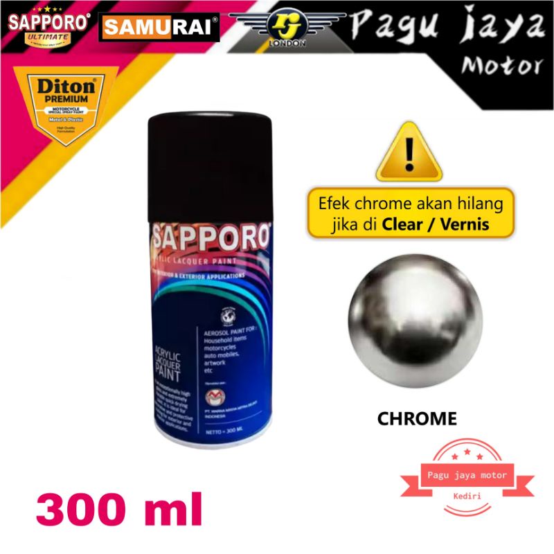 sapporo cat semprot chrome krom 300ml spray paint