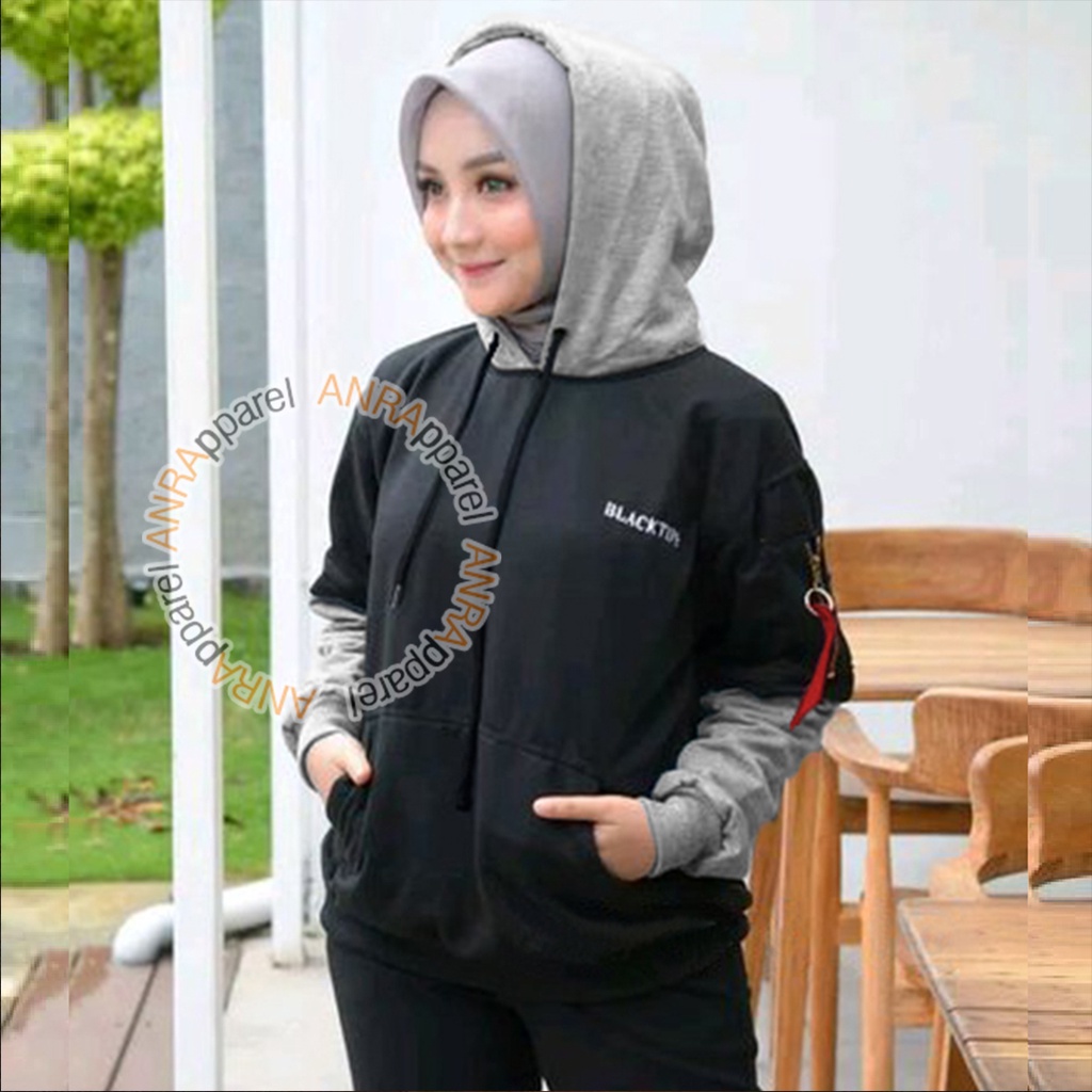 BLACKTIPE Sweater Hoodie Blacktipe Wanita Sweater Fleece Hoodie Reglan Cewek