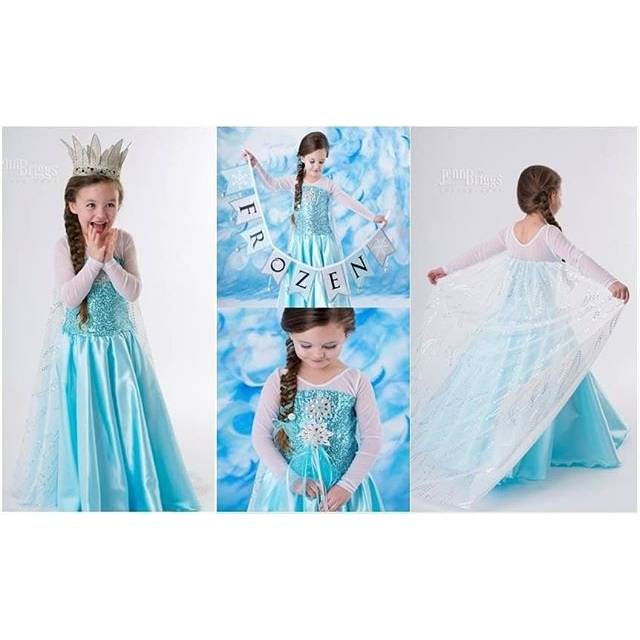 (2-8th)GAUN DRESS KOSTUM FROZEN ELSA BIRU,DRESS ULANG TAHUN FROZEN ELSA,GAUN ULTAH ANAK PEREMPUAN