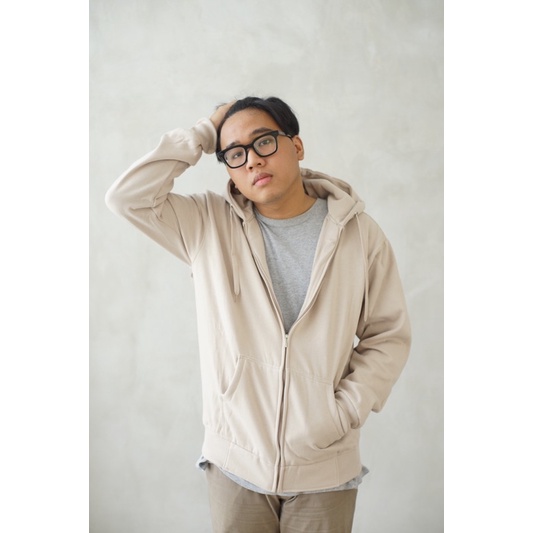 Hoodie Zipper Beige