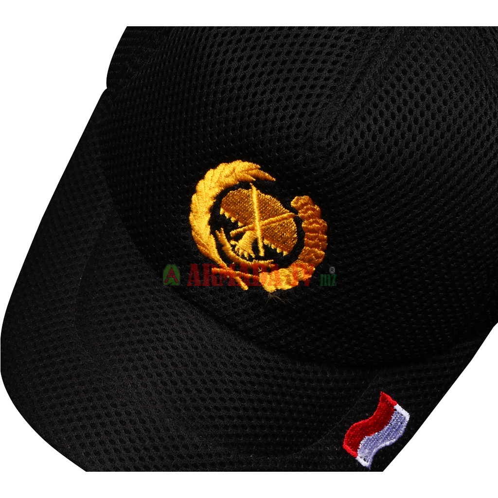 Topi Jaring Logo LINMAS Hitam Merah Putih