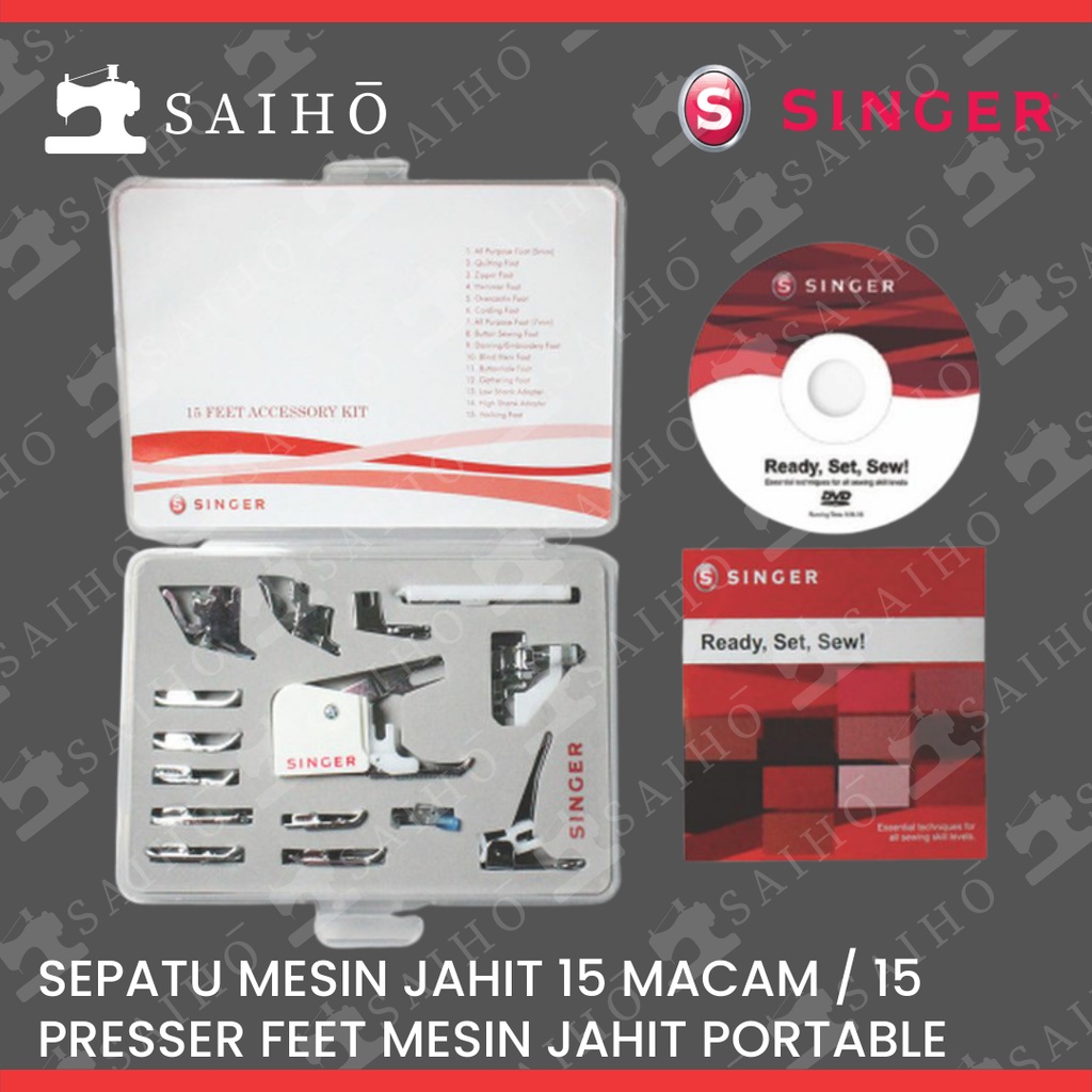 SINGER - Sepatu Mesin Jahit SET (15 Presser Feet) Best quality