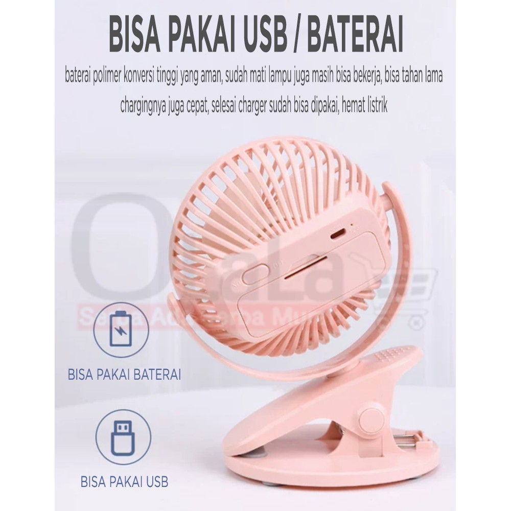 Portable Mini Fan Clip Kipas Angin Meja Jepit Bisa di Charge FX-030