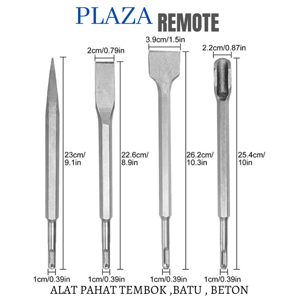 SDS plus Mata Bobok Pahat Tembok Beton  14 X 250 MM MODEL PIPIH LEBAR 20 MM