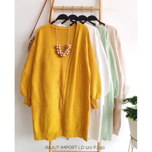 Cardigan Rajut Import Lengan Balon