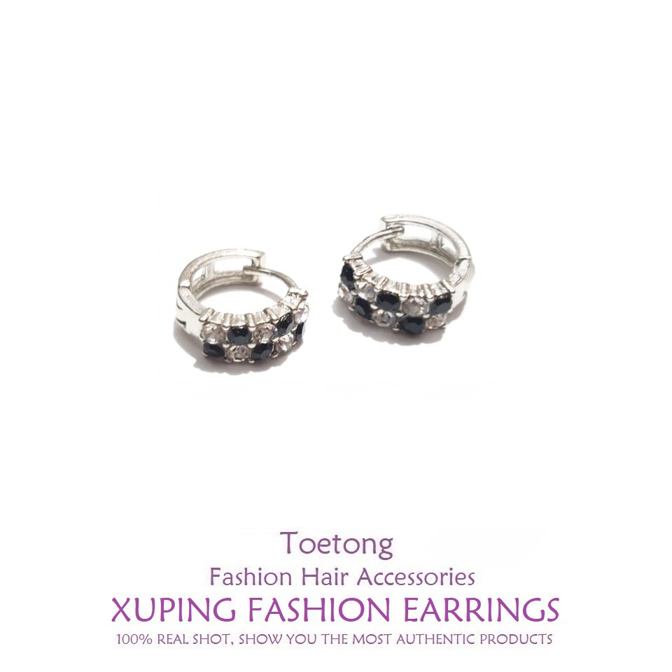 Anting Jepit Titanium Zicron Anti Karat Giwang Permata Berlian Xuping Fashion Hoops Earrings-4